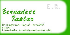 bernadett kaplar business card